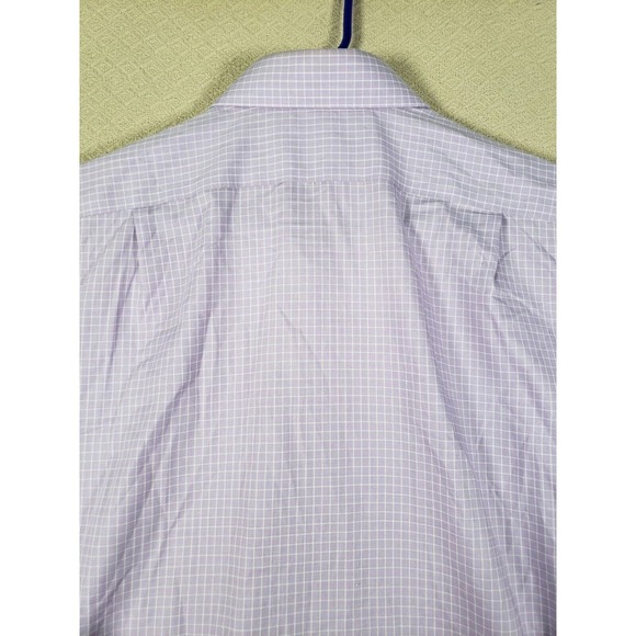 Lorenzouomo The Perfect White Shirt Mens 16 Plaid Trim Fit Button Up Long Sleeve - Picture 6 of 12